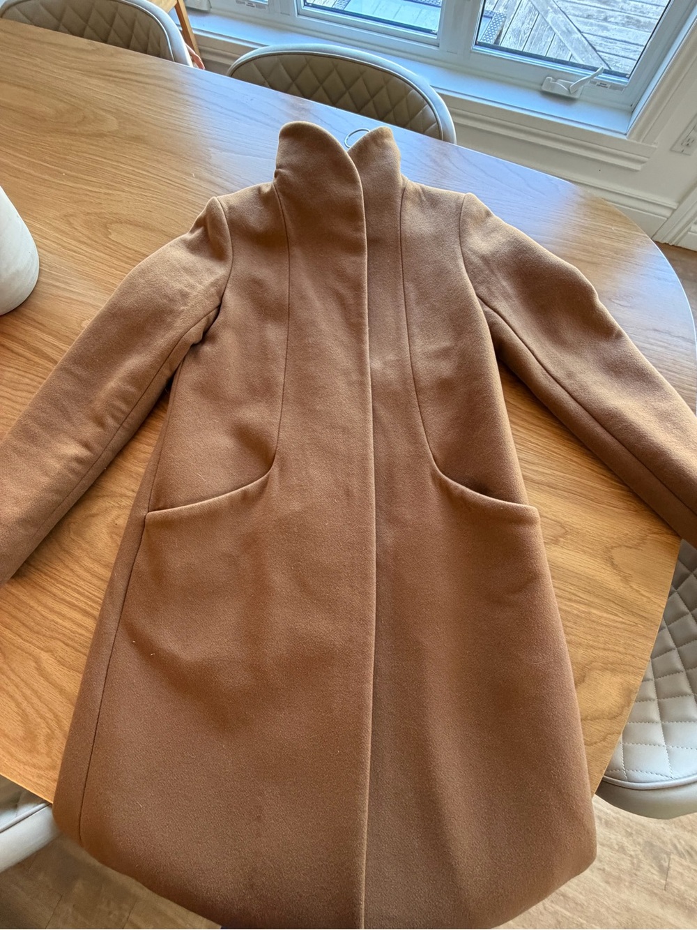 Aritzia Women’s Wool Blend Camel Coat - Classic Stand Collar